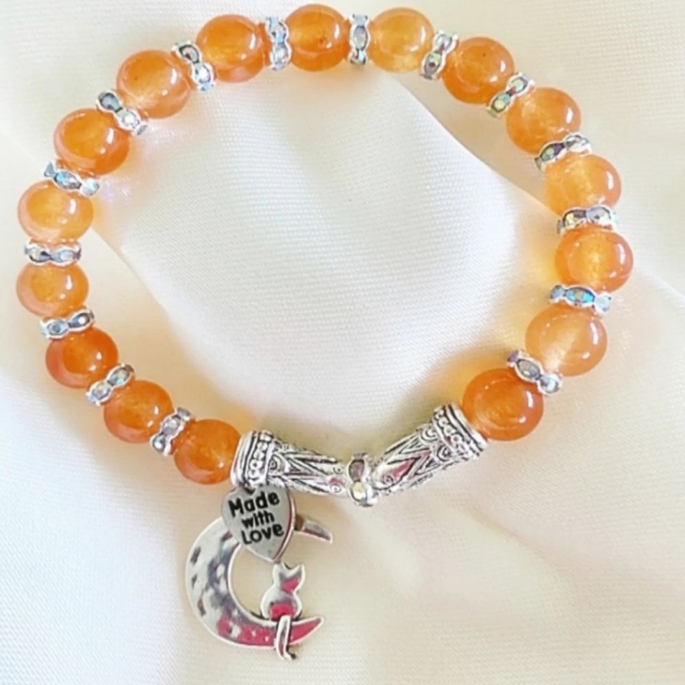 Stretch Bracelet | Orange Jade