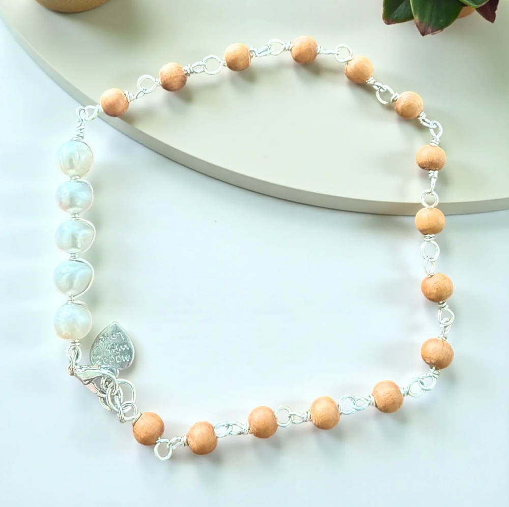 Sandalwood & Freshwater Pearl Anklet